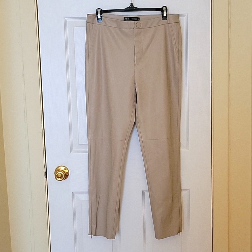 Zara cream leather pants